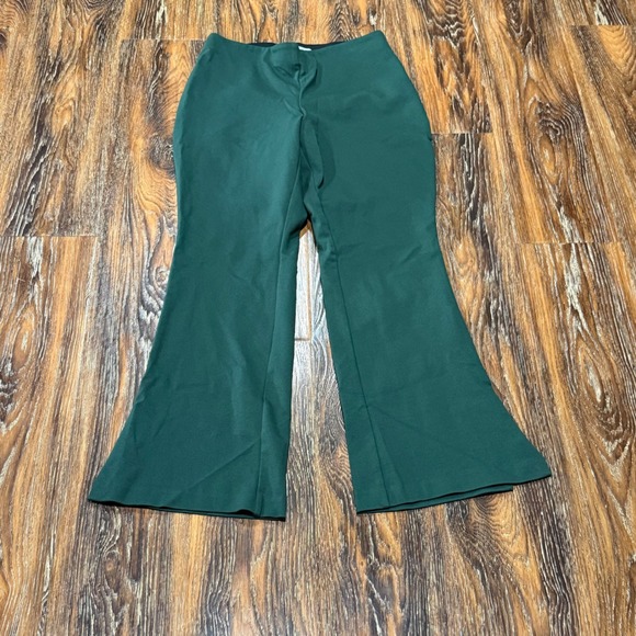 Calvin Klein Pants - Calvin Klein Womens Forest Green Flare Leg Pull On Ponte Pants Side Slit Small